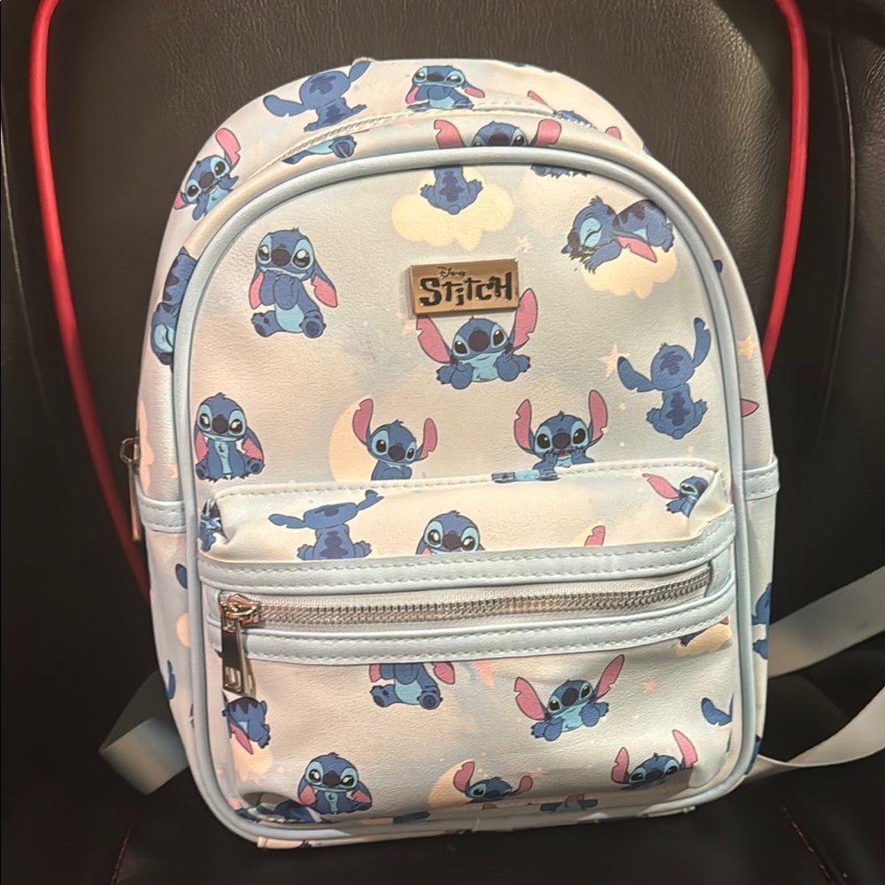 Disney Stitch Kids Backpack with adjustable straps and front zipper pocket